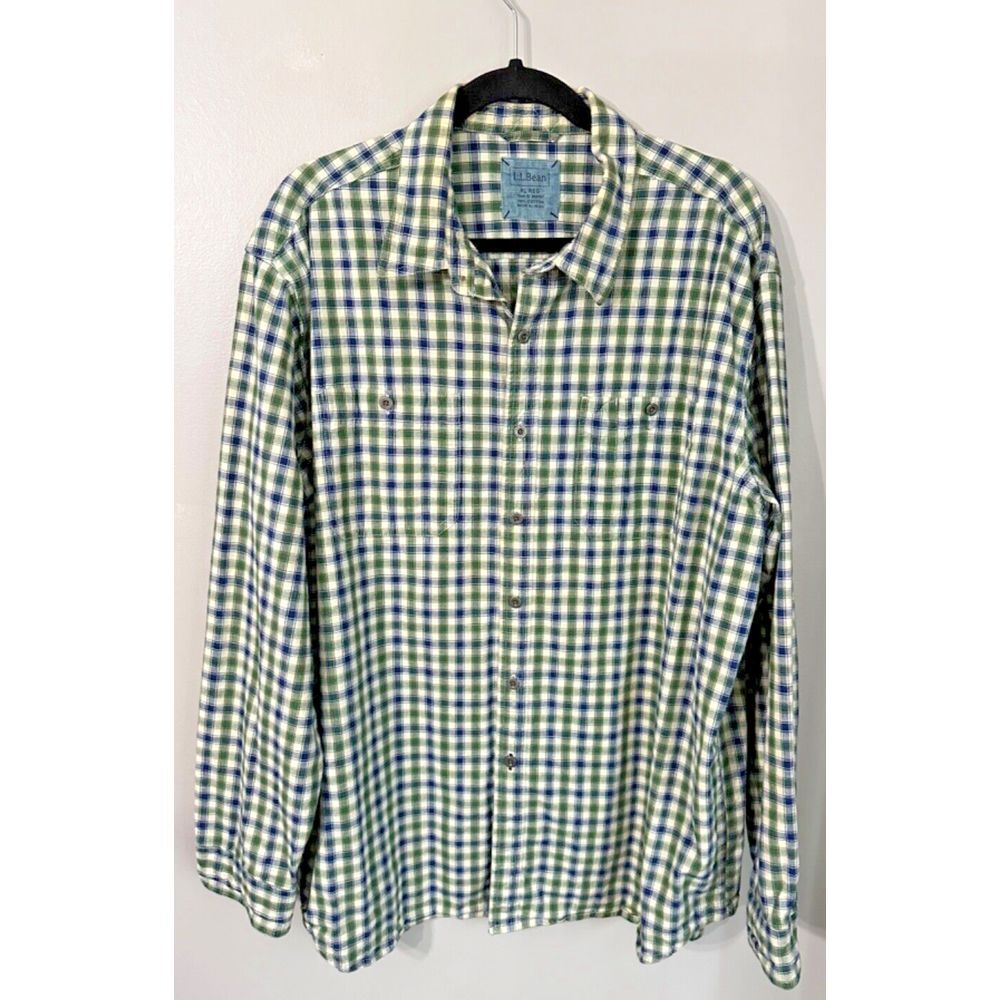 L.L. Bean Cotton Plaid Button Down Long Sleeve Shirt Size XL Reg Metal Buttons‎ - Picture 2 of 10